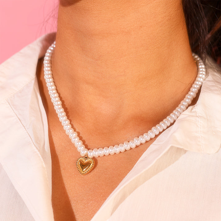 Alanya Statement Pearls & Heart Necklace