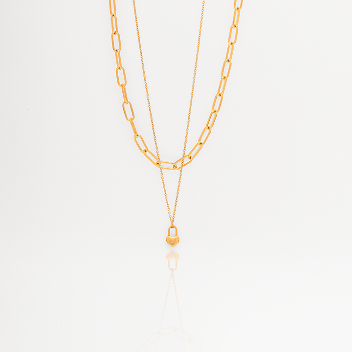 Double Stack Alanya Heart Chain Necklace