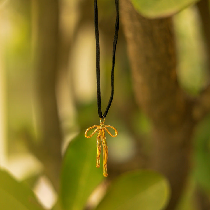 Golden Bow Rope Chain Necklace