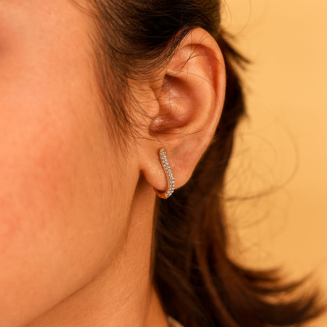 Sleek Stones Hoop Earrings