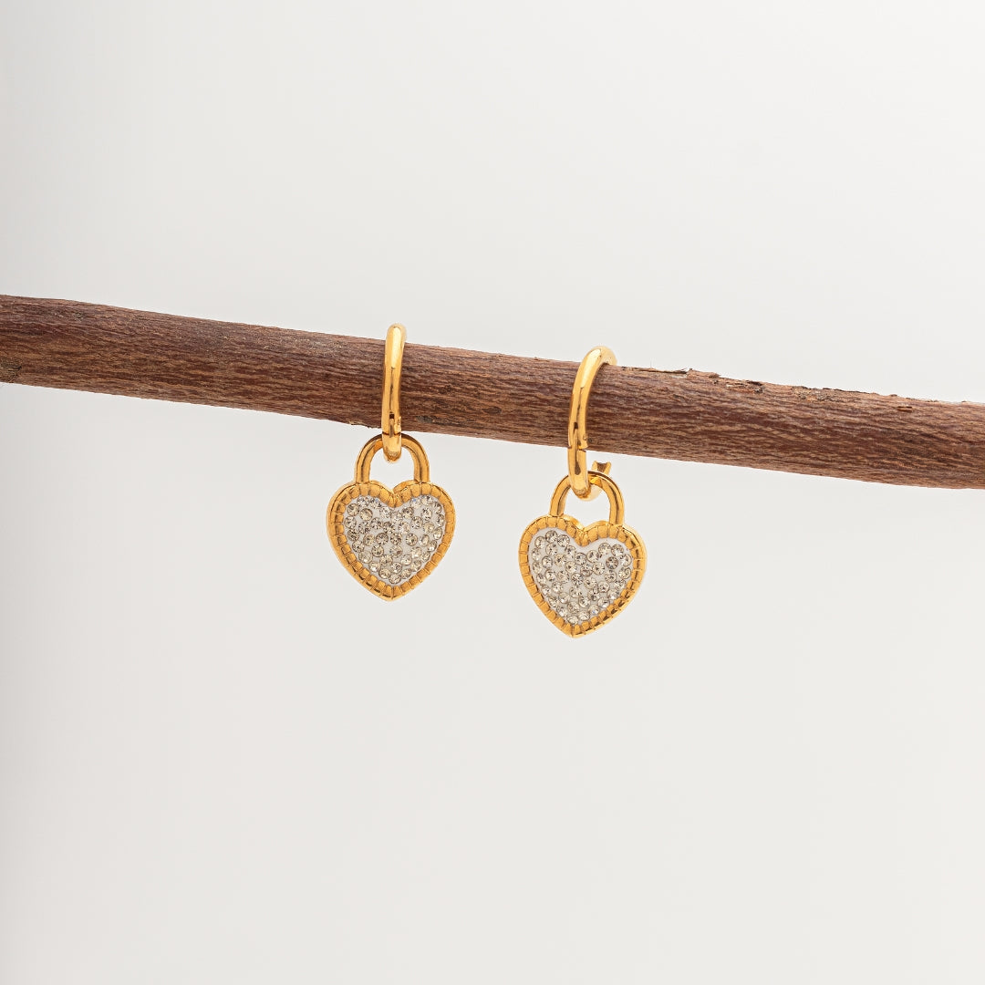 Gilded Chic Heart Stones Earring