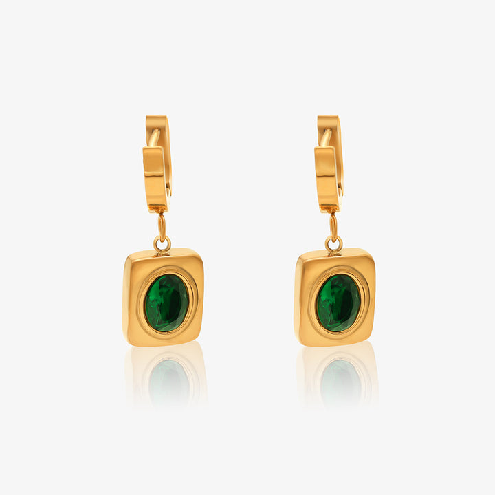 Gilded Green Drop Earrings