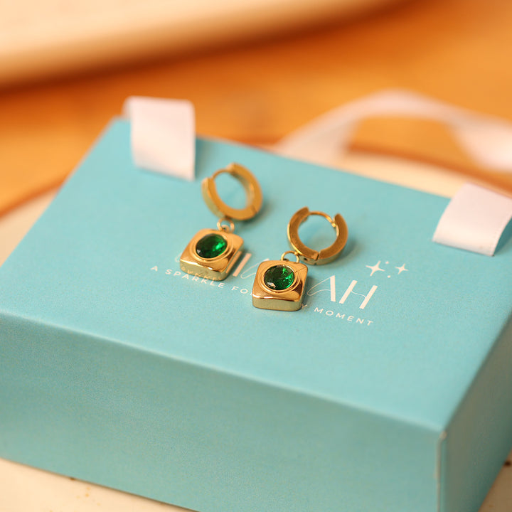 Gilded Green Drop Earrings