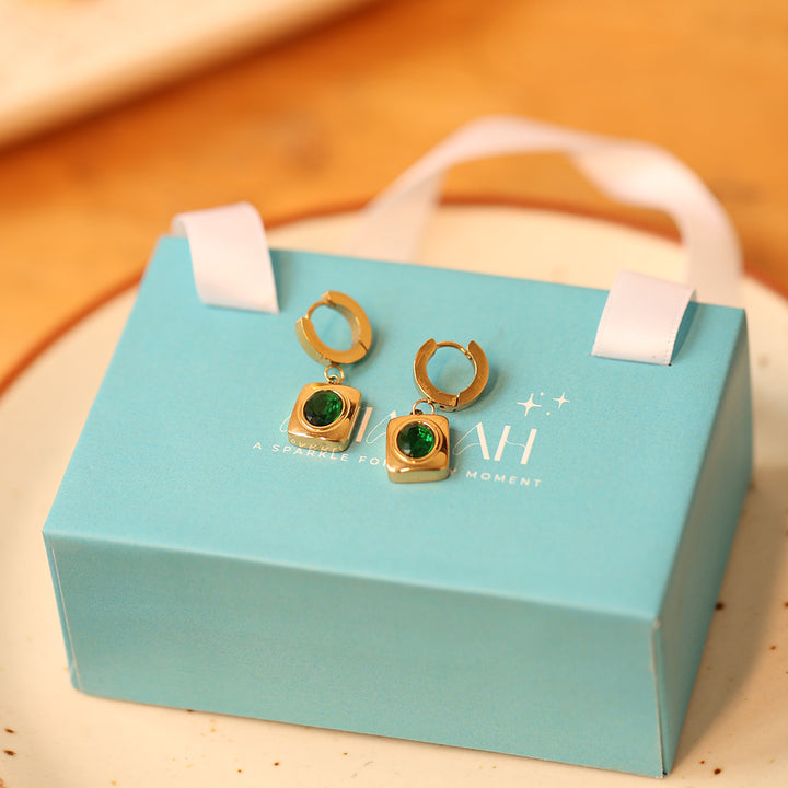 Gilded Green Drop Earrings