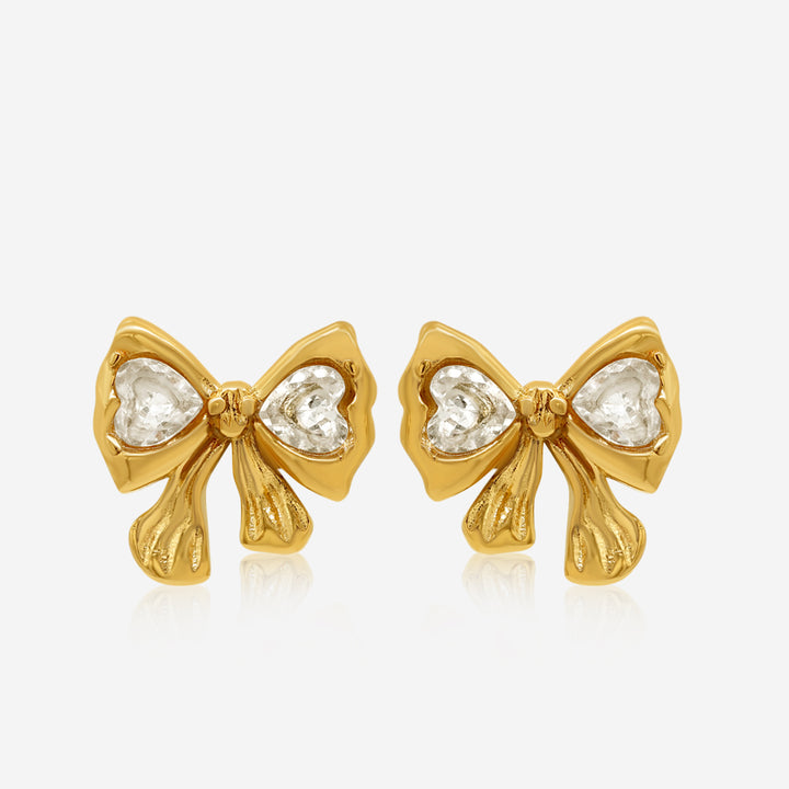 Golden Bow Stones Earrings