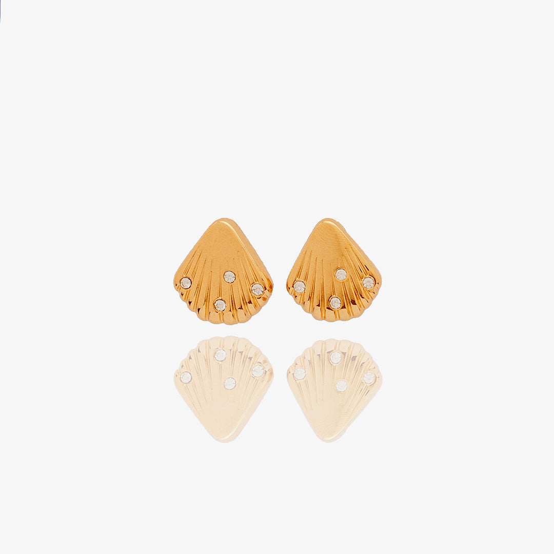 Gilded Chic Stones Sea Shell Earrings