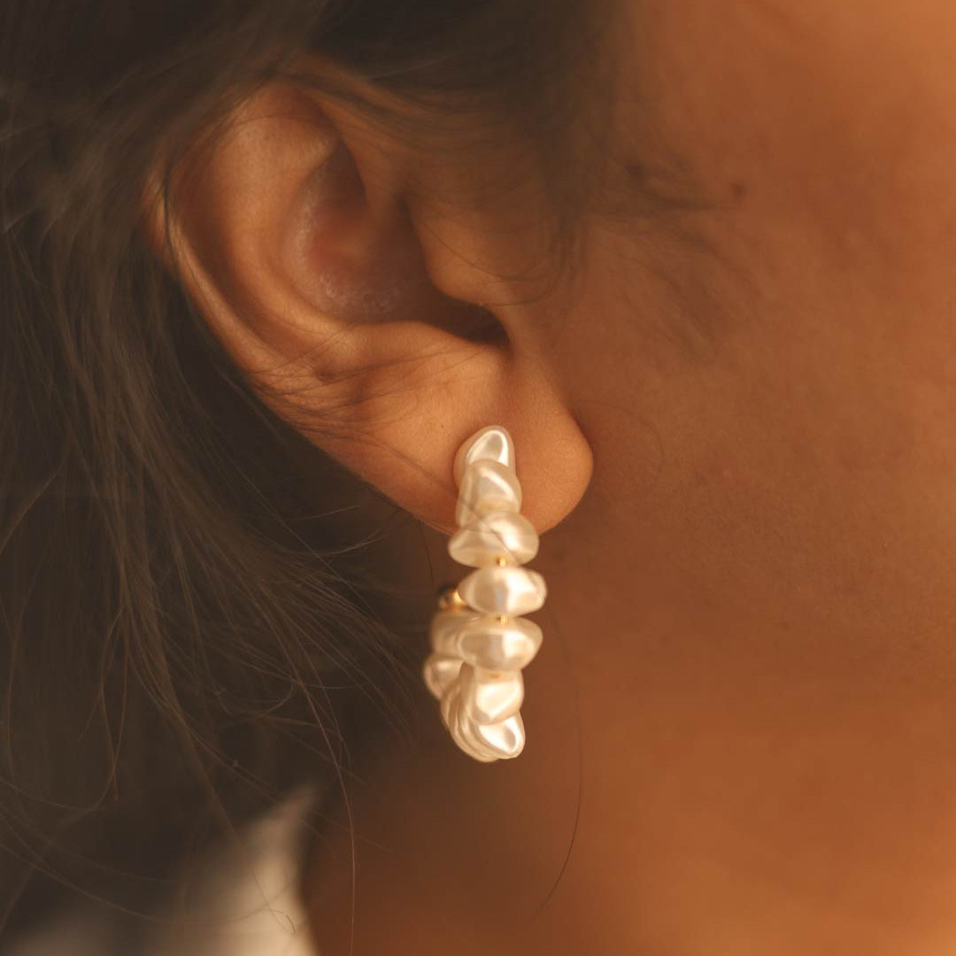 Dainty Pearl Hoops