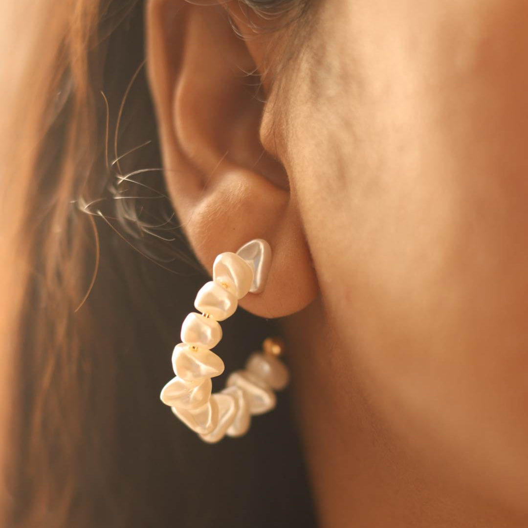 Dainty Pearl Hoops