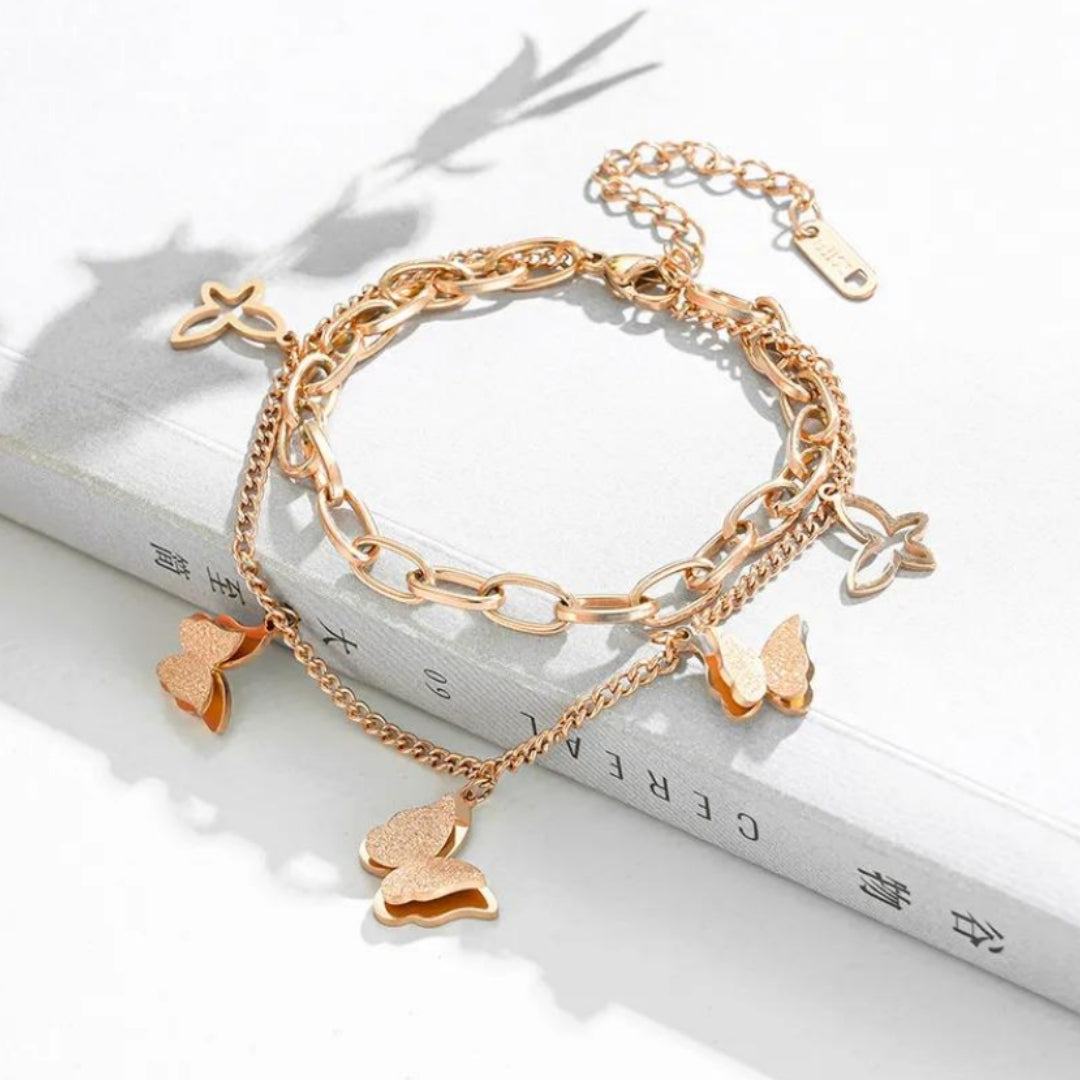 Butterfly Charms Stacked Bracelet