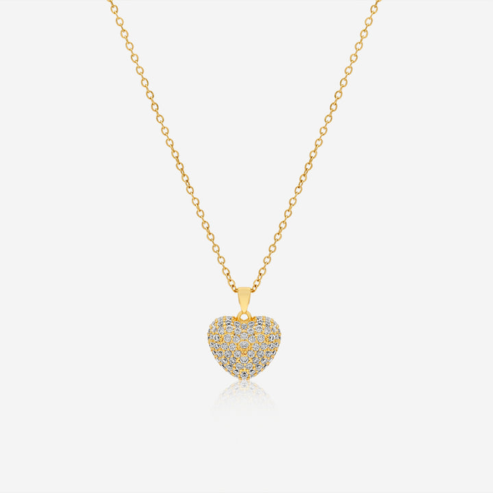 Gilded Sparkling Heart Necklace