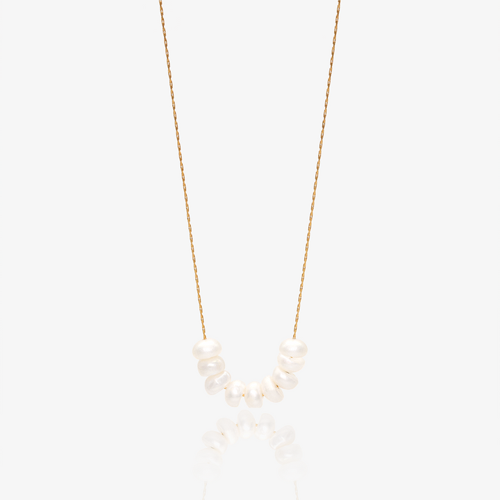 Golden Pearl Cascade Necklace