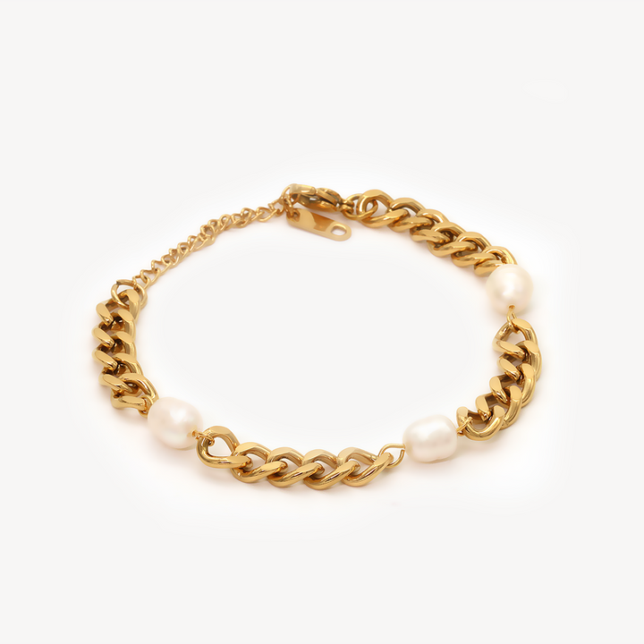 Gilded Pearl Link Bracelet